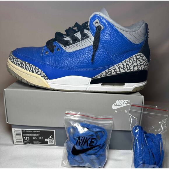 Size 10 - Nike Air Jordan 3 Retro Varsity Royal Men\'s Shoes Ships Now